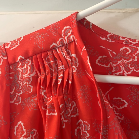 Collective Concepts Semi-Sheer Orange Red Tie Sleeve Blouse - size large - Picture 3 of 8